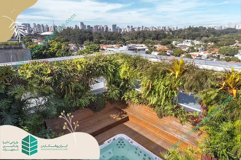 نکات مهم در طراحی و اجرای روف گاردن با استخر