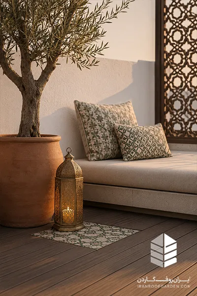 حفظ تعادل در استفاده از عناصر تزئینی در روف گاردن مراکشی