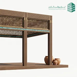 چوب از ویژگی های طراحی روف گاردن به سبک مراکشی