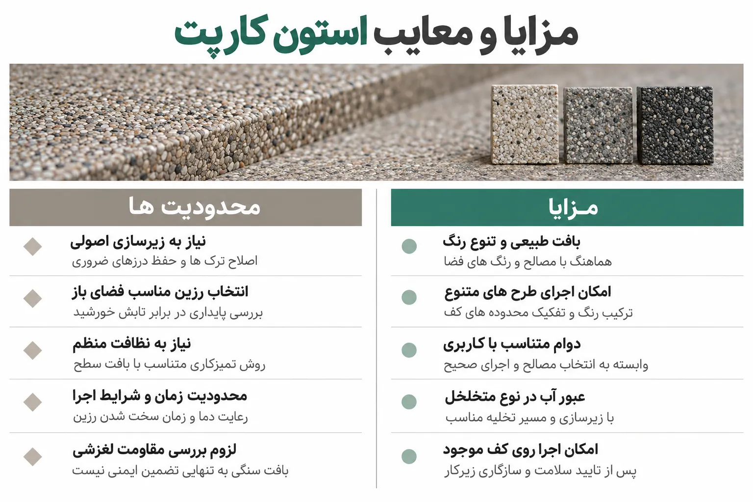 مزایا و معایب اجرای استون کارپت