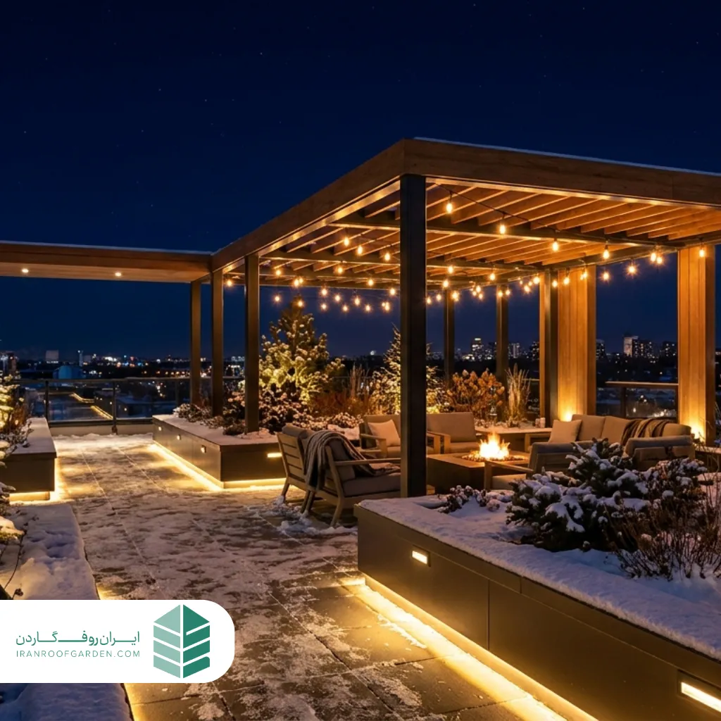 نورپردازی روف گاردن زمستانی