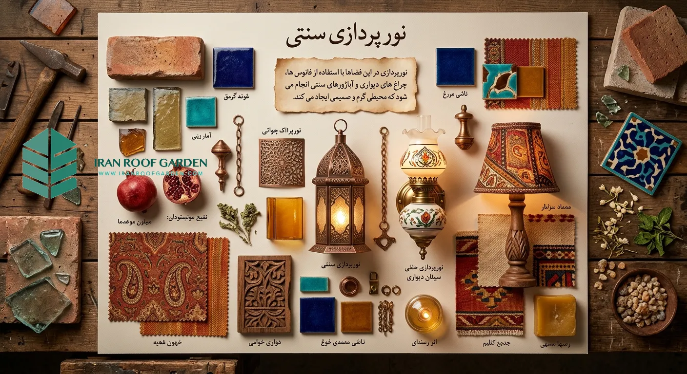 نورپردازی سنتی در روف گاردن سنتی